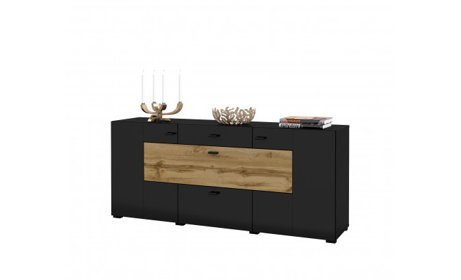 Комод COBY 247JMB26 2D2S Czarny Onyks/Dąb Wotan